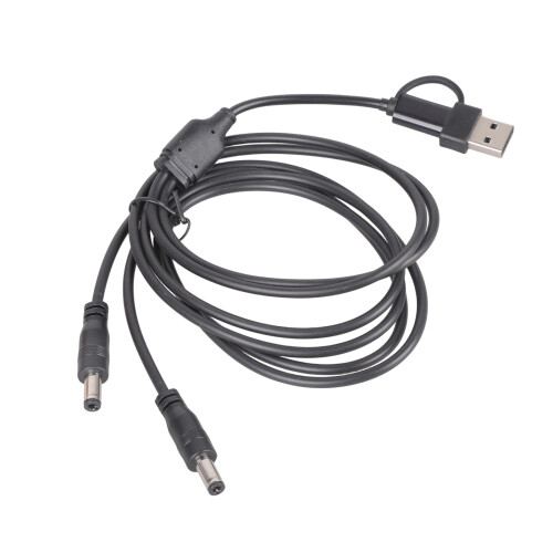 Câble de chargement 2 en 1 USB A Type C à 5.5x2.5mm, ligne de