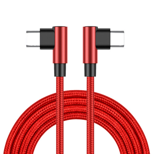 Câble de type C tressé en nylon avec extrémités coudées-1m Rouge