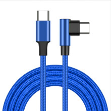 60W Fast Charging Type C To Type C Cable 90 Degree-1m Blue