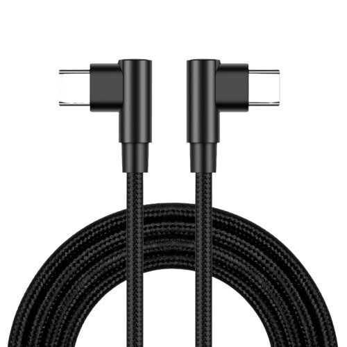 Câble de charge rapide USB C 60W, double connecteur à 90-3m Noir