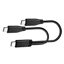 Type C naar 2 Type C Opladers Kabel 3A Uitgang Kort 30cm Draad-A
