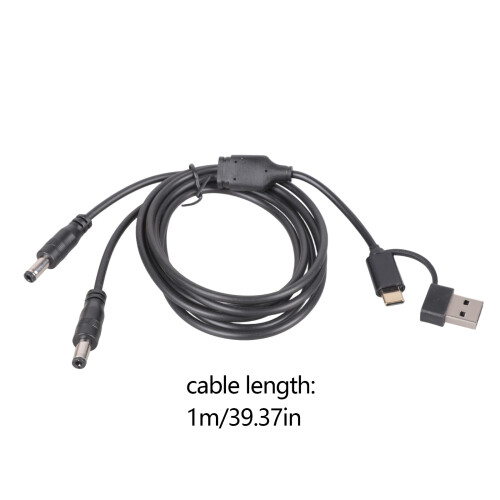Câble de chargement 2 en 1 USB A Type C à 5.5x2.5mm, ligne de 2