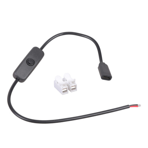 USB C To 2Pin Bare Wire Power Cable with On Off Switching