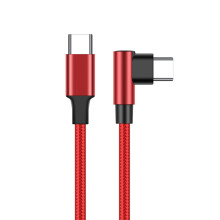 PD60W Fast Charging Cable USB C To USB C 90 Degree-25cm Red