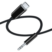 Portable USB C To 3 5mm Headphone Adapter Cable For Clear-Black