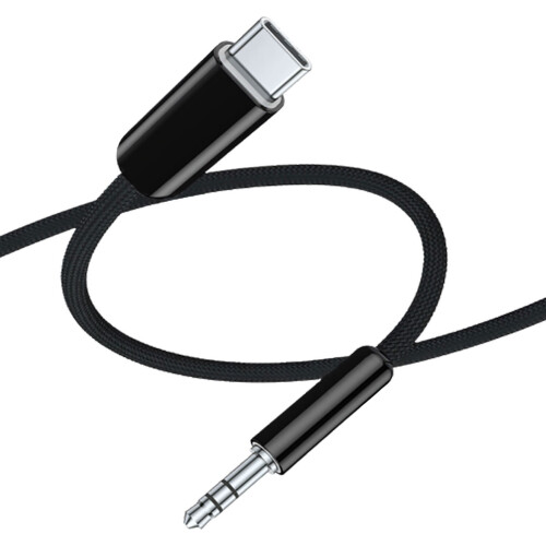 Portable USB C To 3 5mm Headphone Adapter Cable For Clear-Black