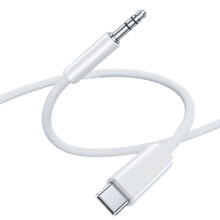 USB C To 3 5mm Sound Cable For Headphones With Clear-White