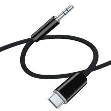 Portable USB C To 3 5mm Headphone Adapter Cable For Clear-Black