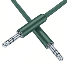 Gevlochten 3,5 mm geluidskabel, compatibel-donker nachtgroen