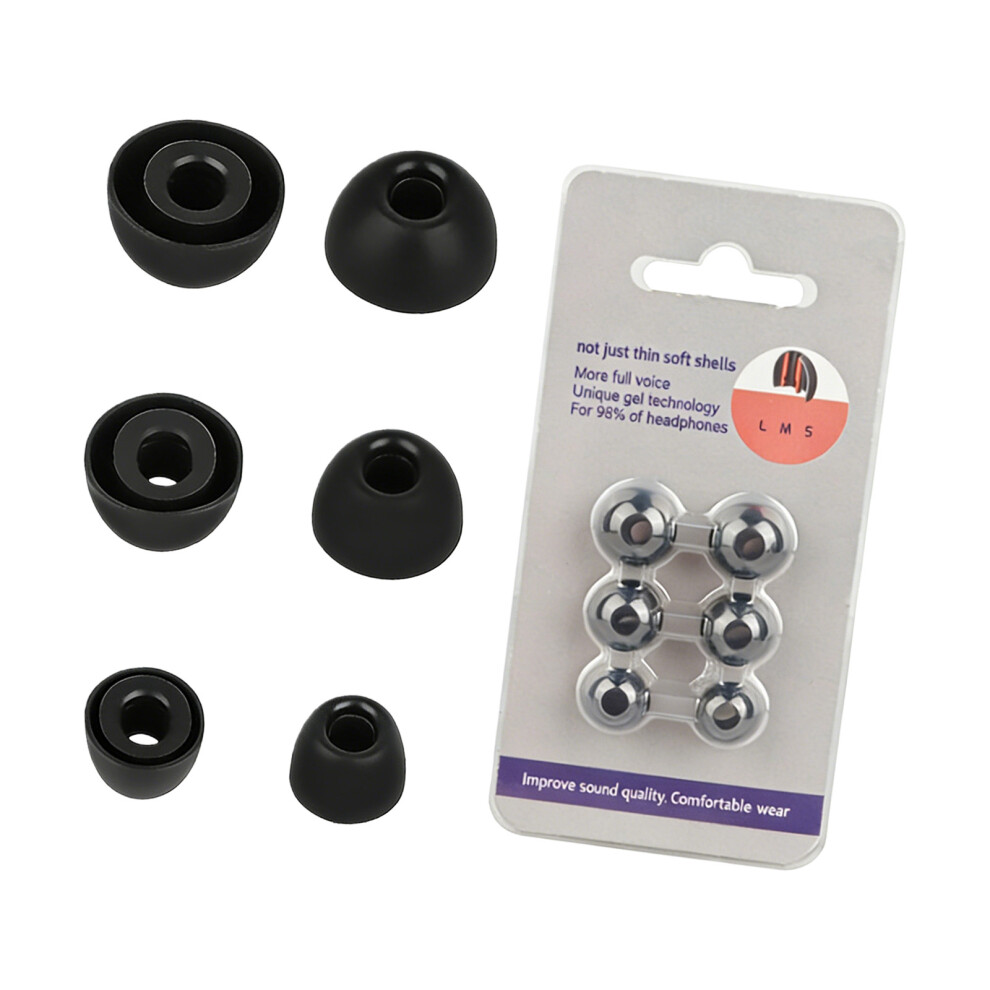 1 Set Silicone Earbud Tips Soft Comfort Noise Isolation- Black 7709000766758