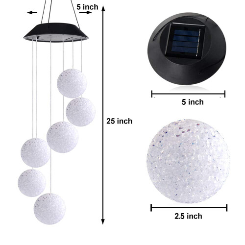 Solar Crystal Ball Wind Chime Outdoor Decorative Light 2
