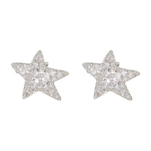Sparkling Headphone Decoration Ear Clip Star Shape-Silver