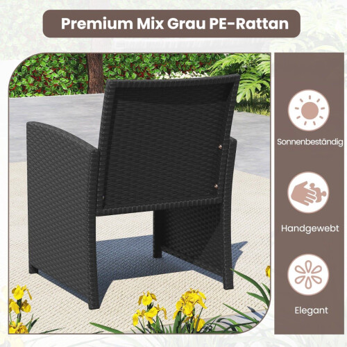 Rattan-Gartenmöbelset mit Kissen - Blau 2
