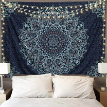 Czarna mandala na ścianę – poliester, boho