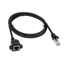 RJ45 Gigabit Cable Male to Female Screw Panel Mount-0.3 m