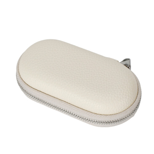 PU Earbuds Travel Case Customized Shock Absorbing- off w hite