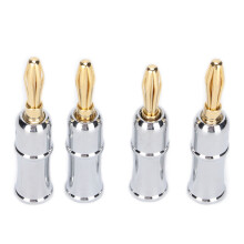 BA1462 4 pièces de fiches bananes, 4 mm, argent-noir/rouge