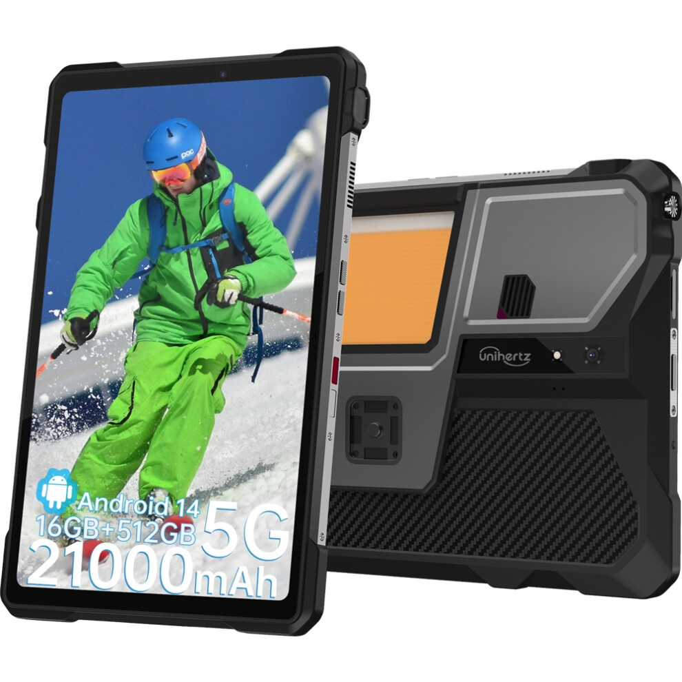 (Black) Unihertz Tank Pad 8849 Rugged Projector Tablet Android 32Gb 512Gb 21000Mah 11" Fhd, Black 4027021857419