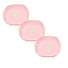 Conjunto de 3 Bandejas Quadradas de Silicone para Fritadeira Elétrica