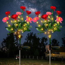 2-pak solcelledrevne Snow Lotus LED-lys, rustfrit stål