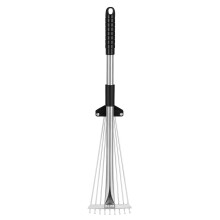 OUNONA Telescopic Garden Rake – Carbon Steel Head, 2-Piece