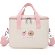 Sac à lunch isotherme rose avec broderie à la main