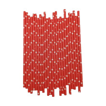 Pacote com 100 canudos de papel kraft vermelho