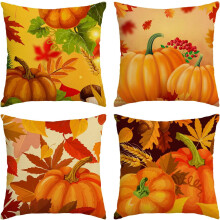 Ensemble de 4 housses de coussin d'automne 20x20 pouces, motif citrouille et feuilles d'automne