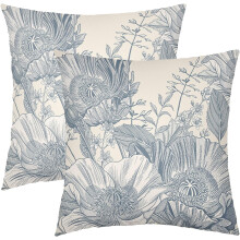 Putetrekk i vintage-stil med blomstermotiv, 40x40 cm, bomull og lin, sett med