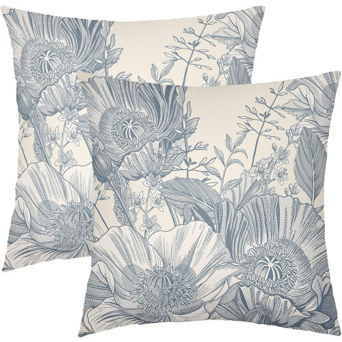 Conjunto de 2 capas de almofada vintage com estampa floral, 40x40cm (16x16 polegadas).