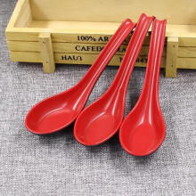 3er-Pack asiatische Suppenlöffel aus Kunststoff, schwarz & rot