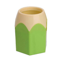 Cute pencil head contrast color pen holder (green) stationery desktop storage bucket pen holder makeup brush vase creative pen holder desk tidy