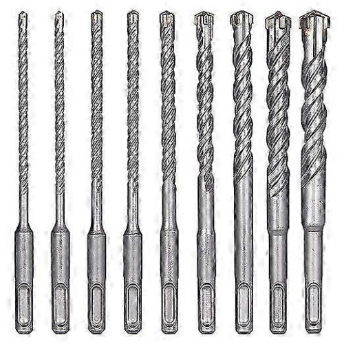 9-Piece Concrete Drill Bit Set (5-16mm) - SDS-Plus compatible with Brick/Tile