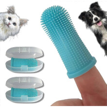 2-teiliges Hunde-Fingerzahnbürsten-Set ungiftiges Silikon, geeignet für Haustiere