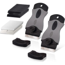 Zwart - 2-delige set glas-keramische plaatkrabbers met 20 plastic schrapers + 20 metalen mesjes, geschikt voor het verwijderen van etiketten.