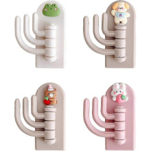 4er Pack Tier Kleiderhaken für Kinder – selbstklebende Wandmontage, kompatibel mit Handtüchern/Schlüsseln