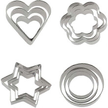 12 teiliges herzförmiges Keksform Set, Keksform aus Metall, Keksform aus Edelstahl, Gebäckform, weiche Zuckerkekse, Schokoladenherz, Stern, Fl