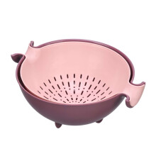 Double Rotating Drain Basket – Pink & White, 30 cm