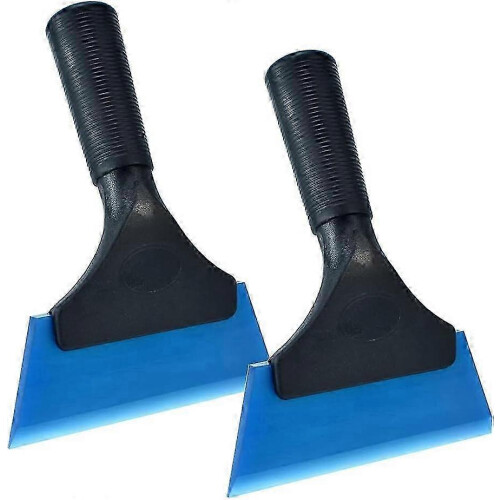 (Blue) 2-Pack Silicone Scraper, Rubber Scraper compatible with Car Window/Car Sticker/Glass/Mirror/Shower Installation