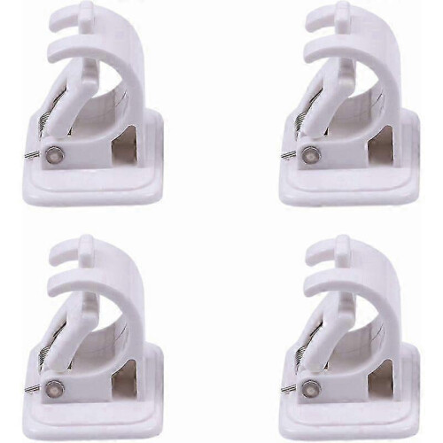 4-Pack No-Drill Curtain Hooks - Self-Adhesive Rod Brackets