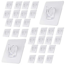 50 Stück transparente PVC Klebehaken, 6 x 6 cm, selbstklebende Kunststoffhaken, kleine Größe