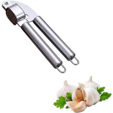 Stainless Steel Garlic Press - Portable Ginger/Garlic Chopper (Silver)