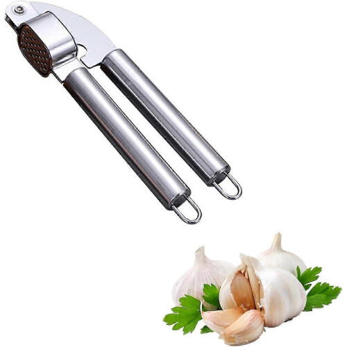 Stainless Steel Garlic Press - Portable Ginger/Garlic Chopper (Silver)