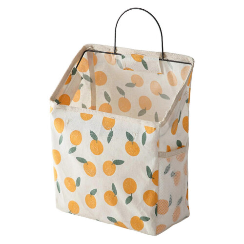 Hanging Storage Bag Cartoon Fruit Pattern Canvas Organizer Box Container