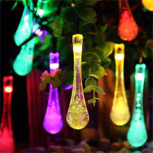 Guirlande lumineuse solaire d'extérieur, 20 LED en forme de larme,