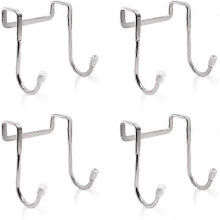 4-piece upper cabinet drawer double hooks 304 stainless steel heavy duty metal door hooks double J shape compatible with hanging bags, towels, jackets