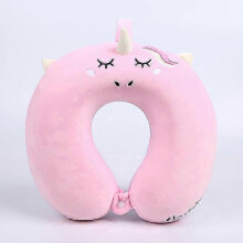 Pink - Children's neck pillow compatible with airplanes, cars, trains, U-shaped adult travel pillow with removable cushion 30x30x10cm