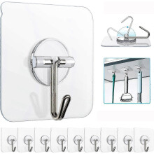 Lot de 10 hameçons adhésifs ultra-résistants - 6 kg (13 lb) - Imperméables et transparents