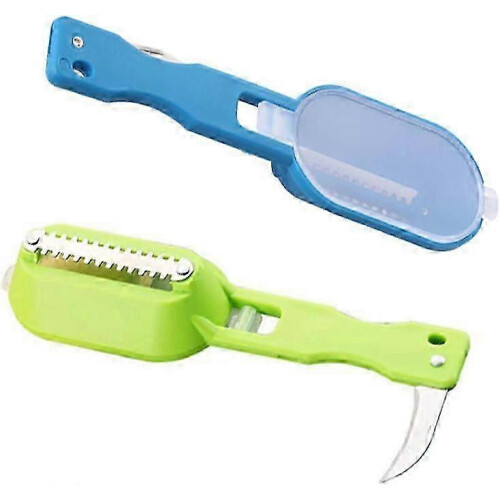 2pcs Multi-function Fish Scaler with Fish Killer Knife and Fish Scale Brush