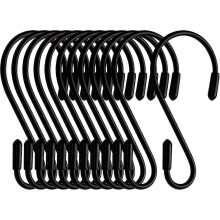 Lot de 12 crochets en S noirs de 8 cm, charge maximale : 5 kg